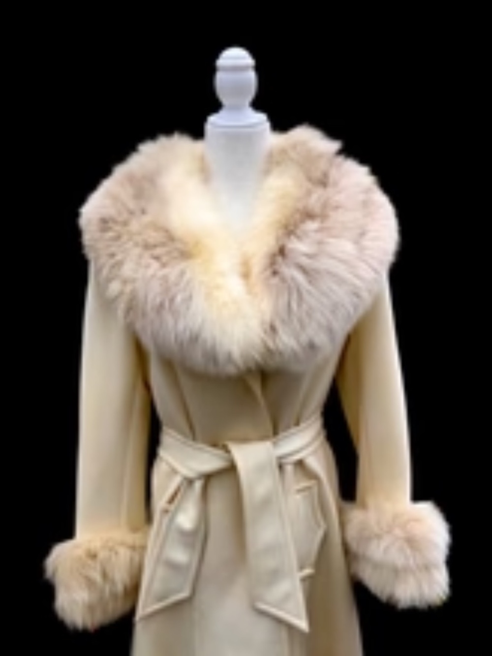 Vintage 60’s LIlli Ann White Cream Ombré Fox Fur Princess Fit and Flare Belted - Picture 10 of 15